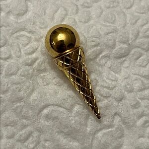 Crown Trifari Goldtone Ice Cream Cone Lapel Pin